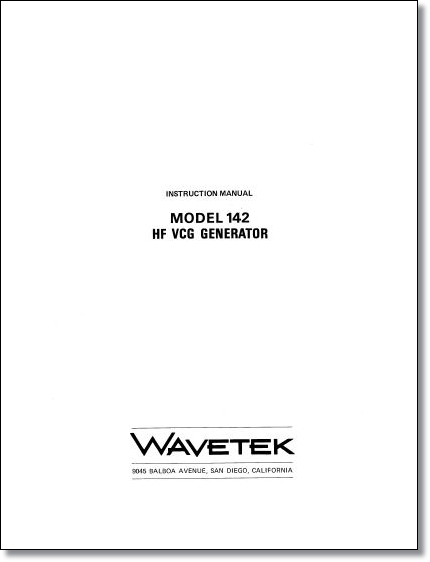 Wavetek 142 HF VCG Generator Operator's Manual - Click Image to Close